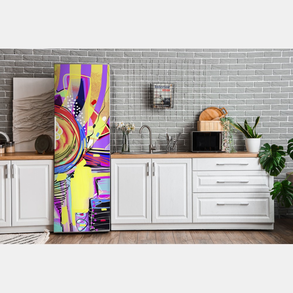 Naklejka na lodówkę żywa fioletowa kompozycja abstrakcyjna – Wallissimo® Naklejka na lodówkę żywa fioletowa kompozycja abstrakcyjna – Wallissimo®