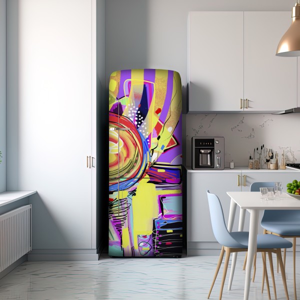 Naklejka na lodówkę żywa fioletowa kompozycja abstrakcyjna – Wallissimo® Naklejka na lodówkę żywa fioletowa kompozycja abstrakcyjna – Wallissimo®