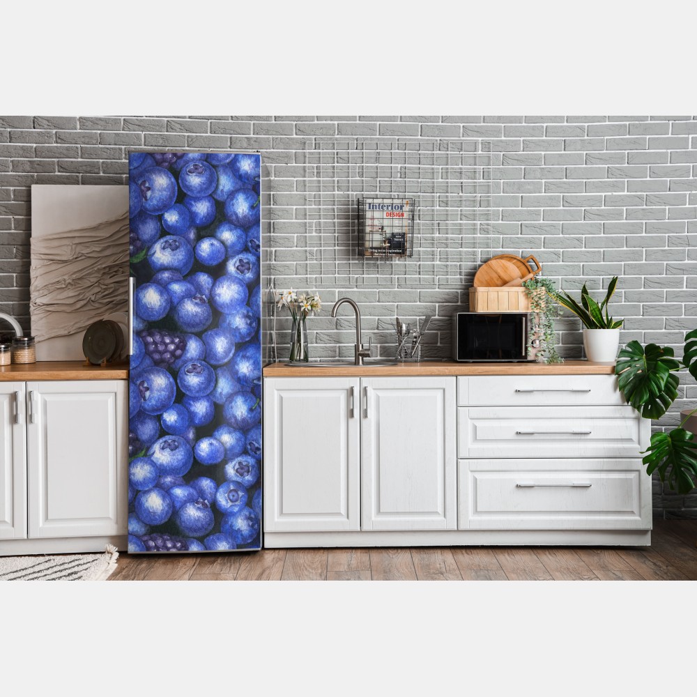 Naklejka na lodówkę wzór akwarelowy z borówkami i jeżynami – Wallissimo® Naklejka na lodówkę wzór akwarelowy z borówkami i jeżynami – Wallissimo®