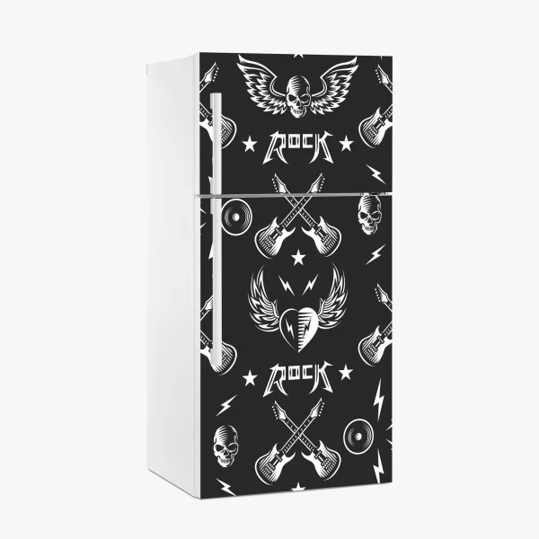 Naklejka na lodówkę bezszwowy wzór rockowych ikon