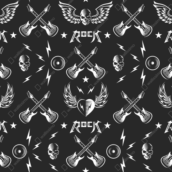 Naklejka na lodówkę bezszwowy wzór rockowych ikon – Wallissimo® Naklejka na lodówkę bezszwowy wzór rockowych ikon – Wallissimo®
