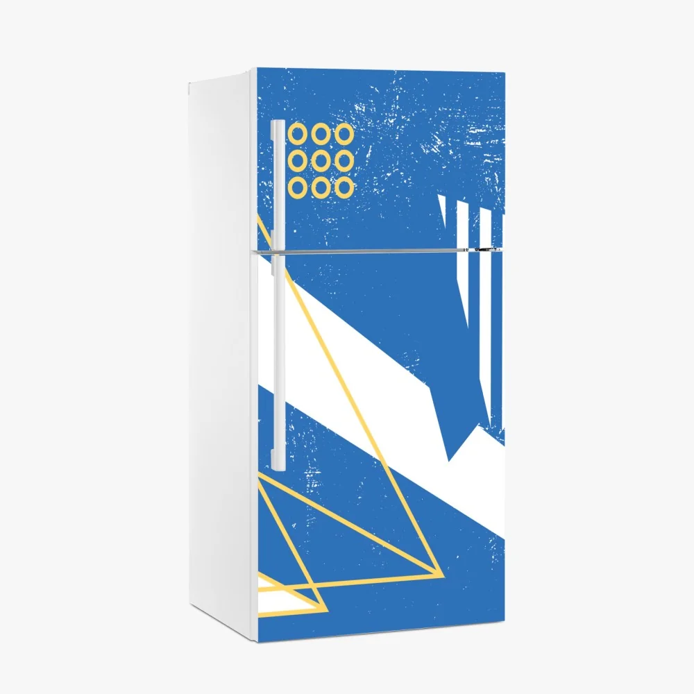 Naklejka na lodówkę geometryczna abstrakcja w odcieniach niebieskiego – Wallissimo® Naklejka na lodówkę geometryczna abstrakcja w odcieniach niebieskiego – Wallissimo®