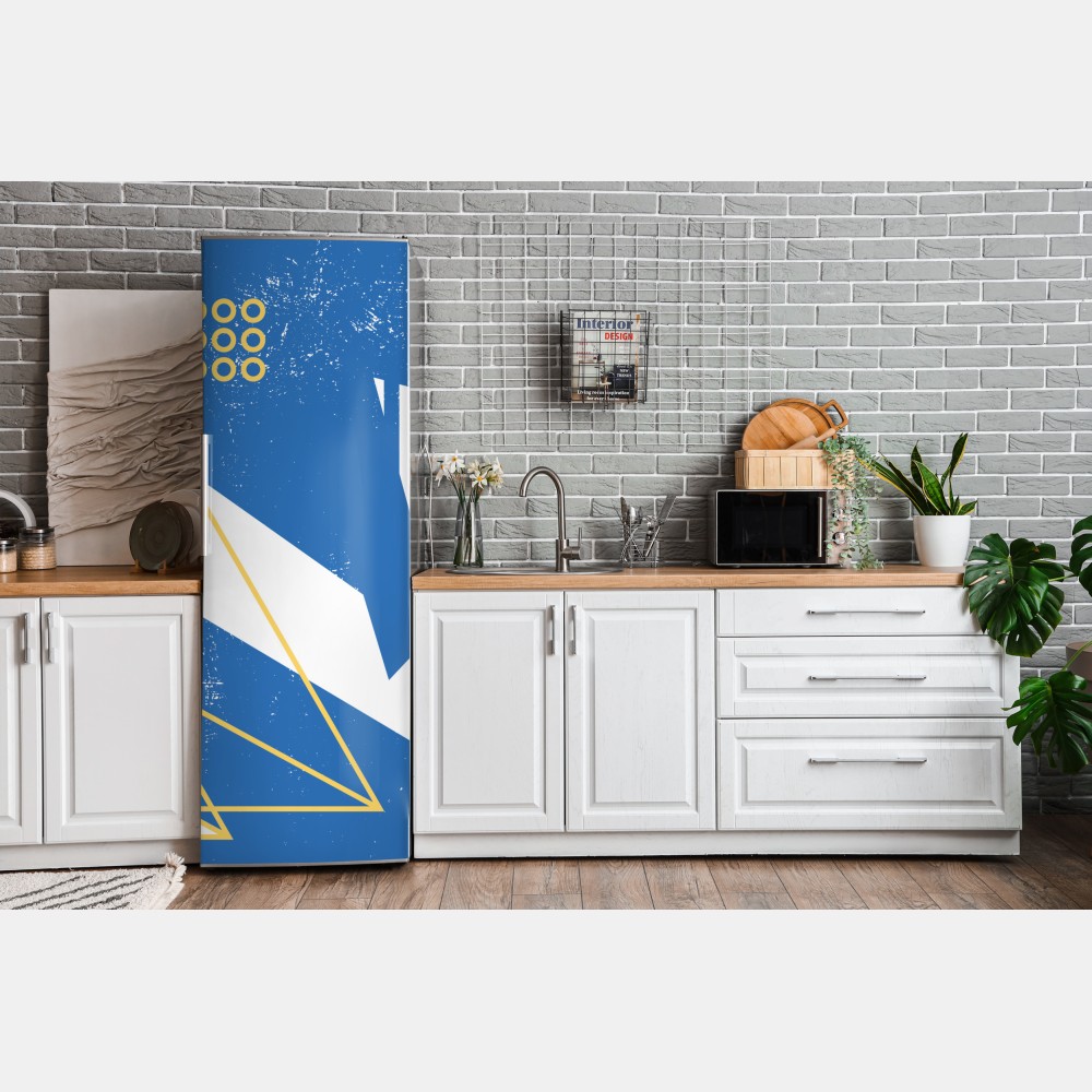 Naklejka na lodówkę geometryczna abstrakcja w odcieniach niebieskiego – Wallissimo® Naklejka na lodówkę geometryczna abstrakcja w odcieniach niebieskiego – Wallissimo®