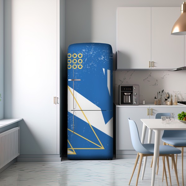 Naklejka na lodówkę geometryczna abstrakcja w odcieniach niebieskiego – Wallissimo® Naklejka na lodówkę geometryczna abstrakcja w odcieniach niebieskiego – Wallissimo®