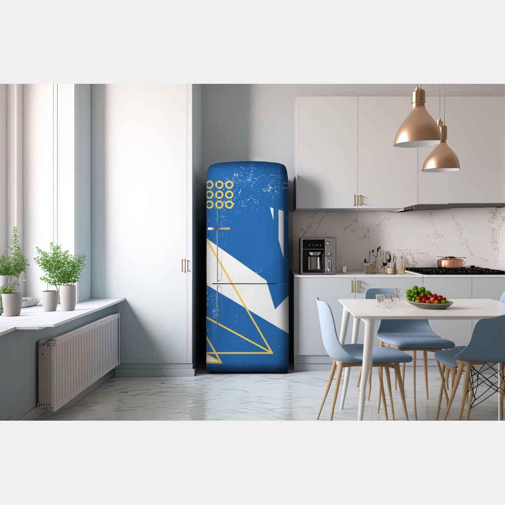 Naklejka na lodówkę geometryczna abstrakcja w odcieniach niebieskiego – Wallissimo® Naklejka na lodówkę geometryczna abstrakcja w odcieniach niebieskiego – Wallissimo®