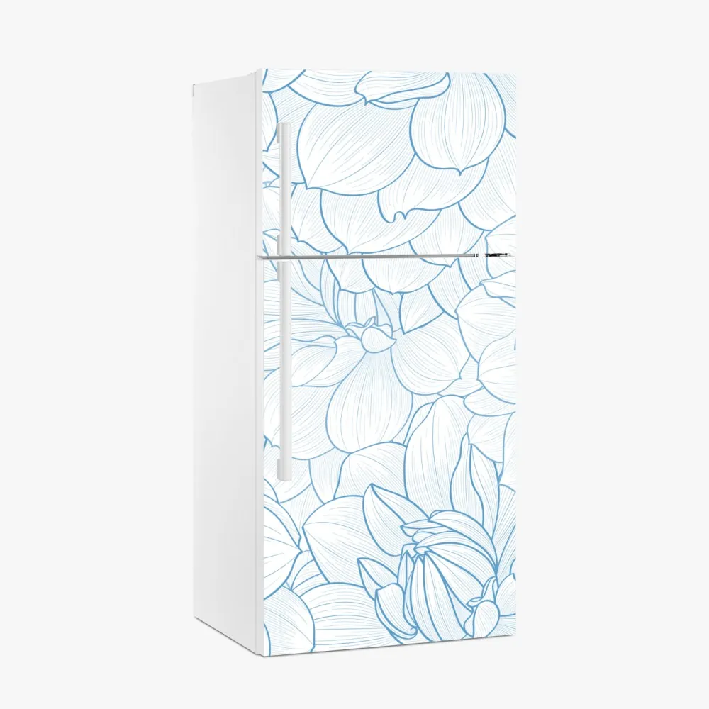 Naklejka na lodówkę delikatny niebieski motyw kwiatowy – Wallissimo® Naklejka na lodówkę delikatny niebieski motyw kwiatowy – Wallissimo®