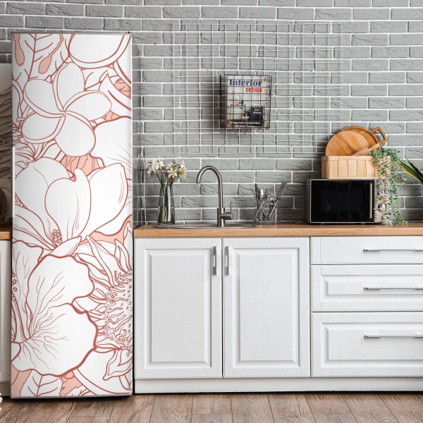 Naklejka na lodówkę złoty wzór wachlarza w stylu art deco – Wallissimo®