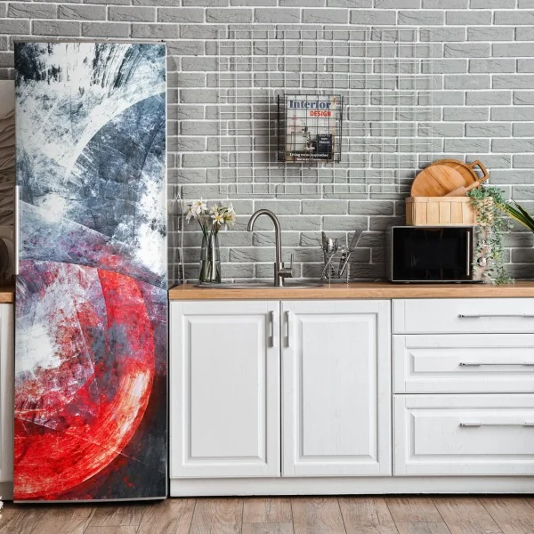 Naklejka na lodówkę delikatny rozproszony wzór kwiatowy na głębokim turkusie – Wallissimo®