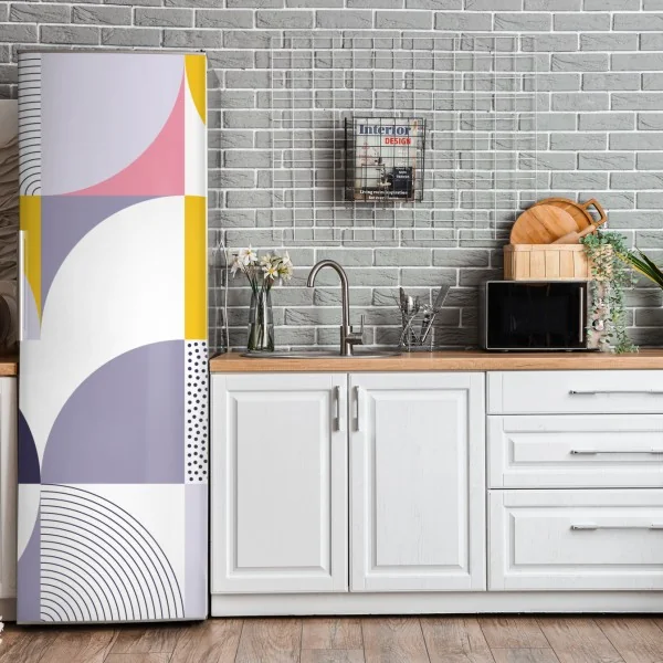 Naklejka na lodówkę elegancki szary wzór damasceński – Wallissimo®