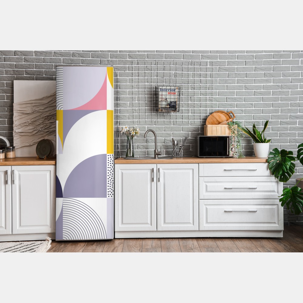 Naklejka na lodówkę pastelowy geometryczny wzór z półkolami – Wallissimo® Naklejka na lodówkę pastelowy geometryczny wzór z półkolami – Wallissimo®