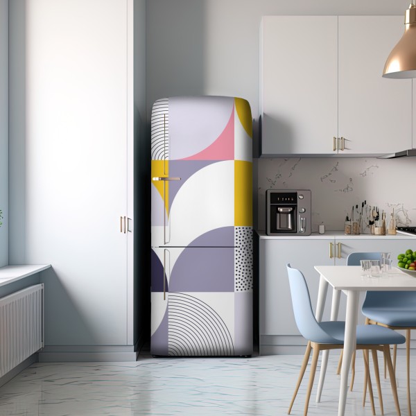 Naklejka na lodówkę pastelowy geometryczny wzór z półkolami – Wallissimo® Naklejka na lodówkę pastelowy geometryczny wzór z półkolami – Wallissimo®