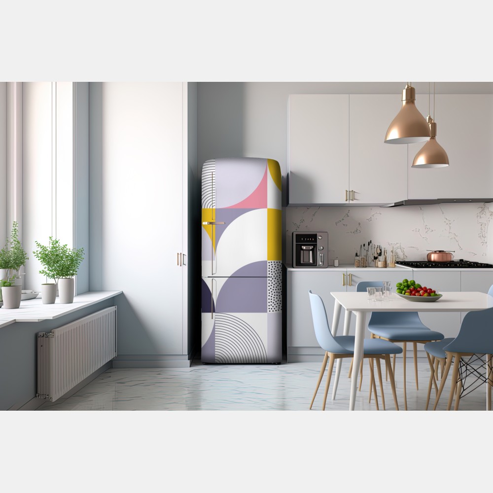 Naklejka na lodówkę pastelowy geometryczny wzór z półkolami – Wallissimo® Naklejka na lodówkę pastelowy geometryczny wzór z półkolami – Wallissimo®