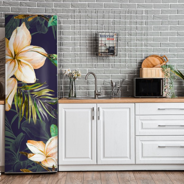 Naklejka na lodówkę delikatny turkusowy wzór liści – Wallissimo®