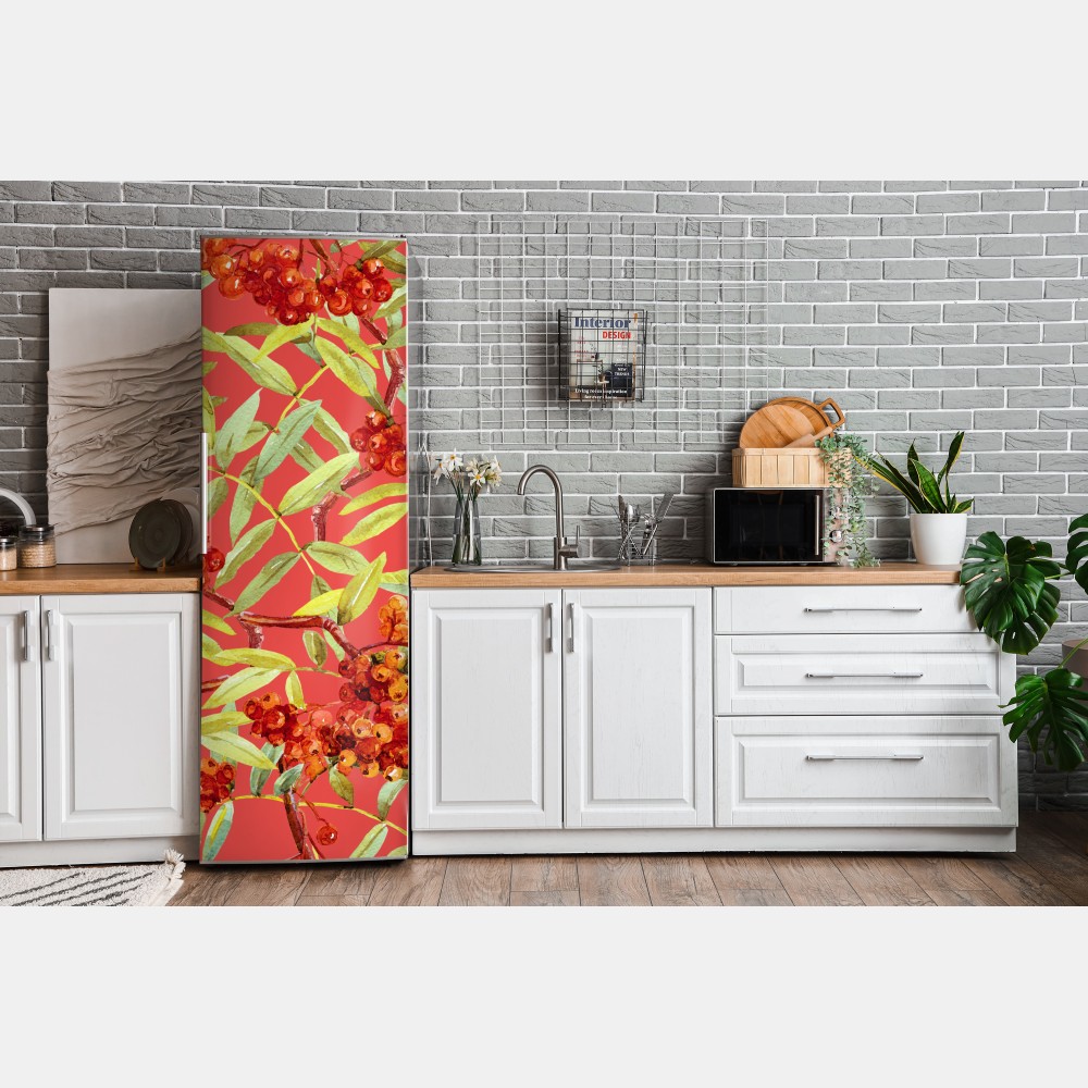 Naklejka na lodówkę akwarelowy wzór jarzębiny – Wallissimo® Naklejka na lodówkę akwarelowy wzór jarzębiny – Wallissimo®