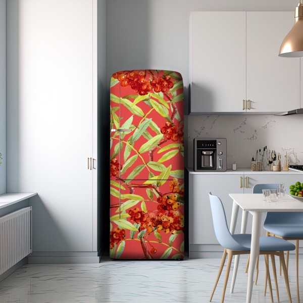 Naklejka na lodówkę akwarelowy wzór jarzębiny – Wallissimo® Naklejka na lodówkę akwarelowy wzór jarzębiny – Wallissimo®