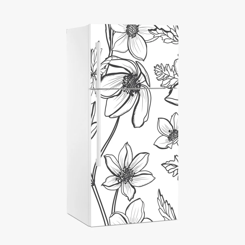 Naklejka na lodówkę botaniczny rysunek kwiatowy – Wallissimo® Naklejka na lodówkę botaniczny rysunek kwiatowy – Wallissimo®