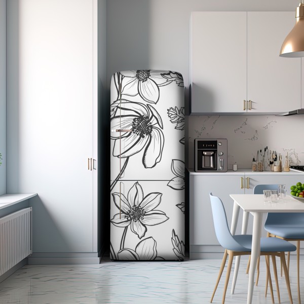Naklejka na lodówkę botaniczny rysunek kwiatowy – Wallissimo® Naklejka na lodówkę botaniczny rysunek kwiatowy – Wallissimo®