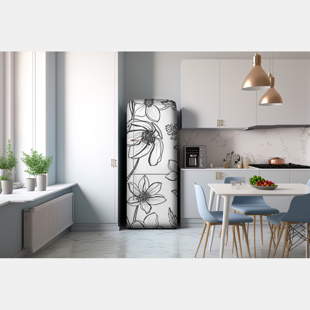 Naklejka na lodówkę botaniczny rysunek kwiatowy – Wallissimo® Naklejka na lodówkę botaniczny rysunek kwiatowy – Wallissimo®