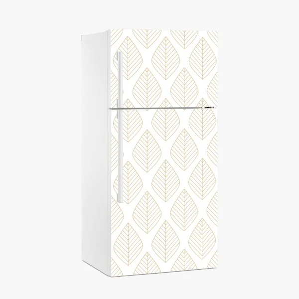 Naklejka na lodówkę elegancki złoty geometryczny wzór liści
