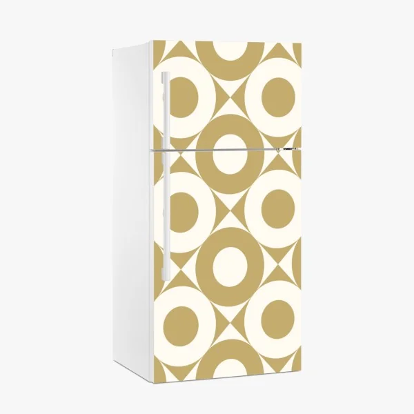 Naklejka na lodówkę złoty geometryczny wzór z kołami