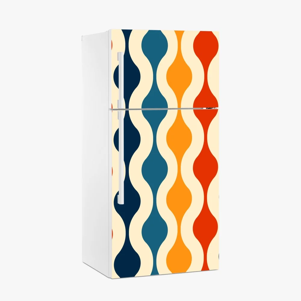 Naklejka na lodówkę retro falisty wzór mid-century – Wallissimo® Naklejka na lodówkę retro falisty wzór mid-century – Wallissimo®