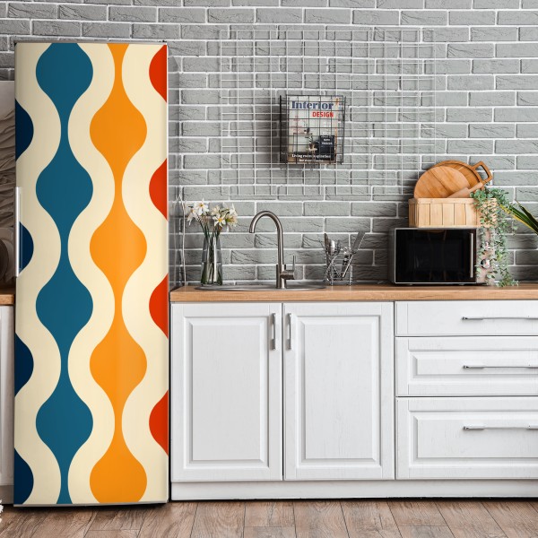 Naklejka na lodówkę luksusowy złoty wzór kwiatowy na granacie – Wallissimo®