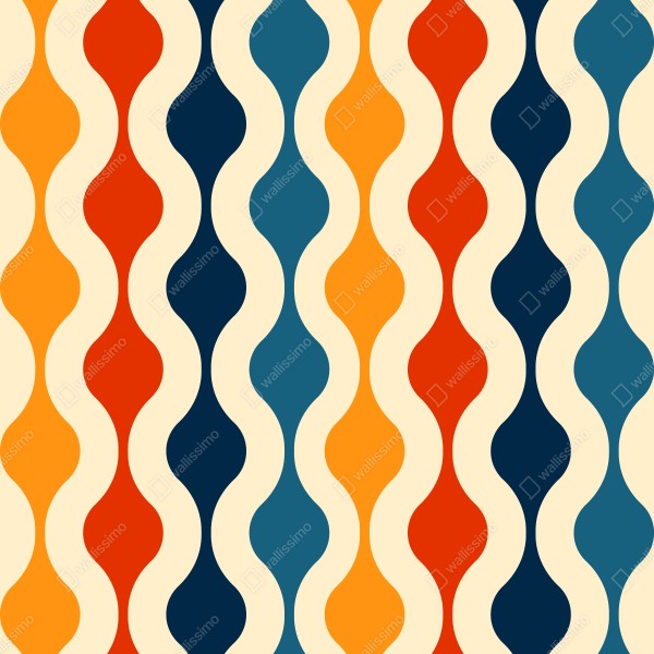 Naklejka na lodówkę retro falisty wzór mid-century – Wallissimo® Naklejka na lodówkę retro falisty wzór mid-century – Wallissimo®