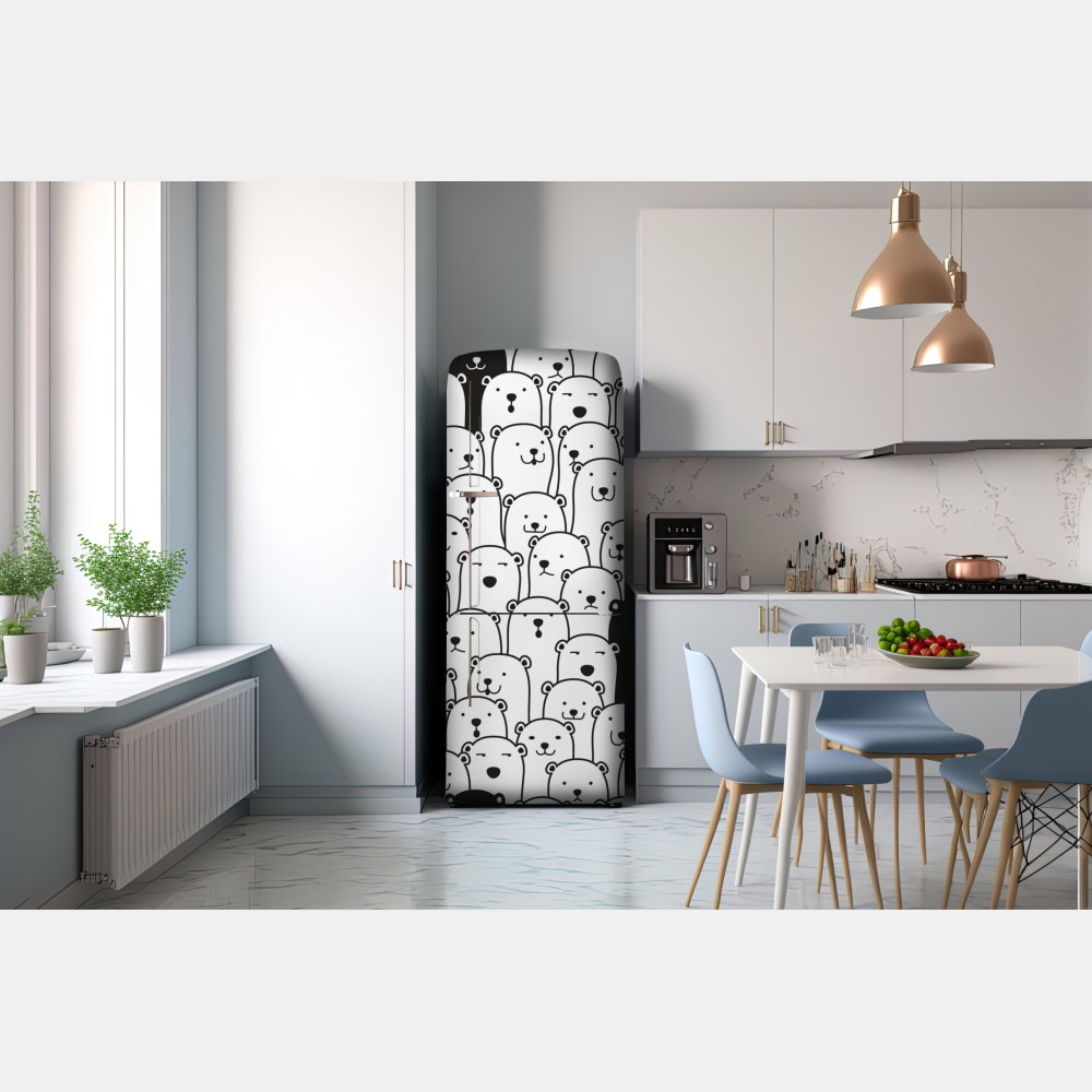 Naklejka na lodówkę uroczy wzór z misiami – Wallissimo® Naklejka na lodówkę uroczy wzór z misiami – Wallissimo®