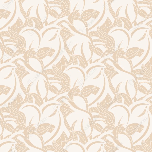 Naklejka na lodówkę beżowy liściasty wzór botaniczny – Wallissimo® Naklejka na lodówkę beżowy liściasty wzór botaniczny – Wallissimo®