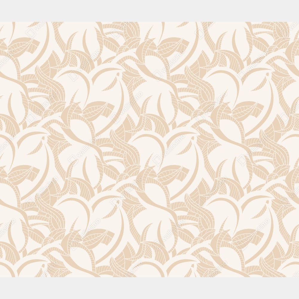 Naklejka na lodówkę beżowy liściasty wzór botaniczny – Wallissimo® Naklejka na lodówkę beżowy liściasty wzór botaniczny – Wallissimo®