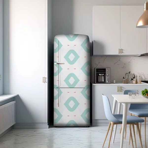 Naklejka na lodówkę turkusowy geometryczny wzór rombów – Wallissimo® Naklejka na lodówkę turkusowy geometryczny wzór rombów – Wallissimo®