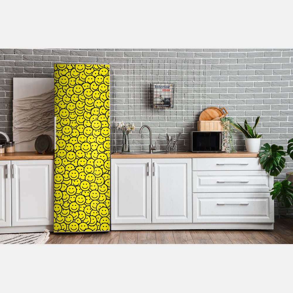 Naklejka na lodówkę wzór z uśmiechniętymi buźkami – Wallissimo® Naklejka na lodówkę wzór z uśmiechniętymi buźkami – Wallissimo®