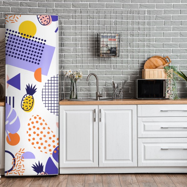 Naklejka na lodówkę zabawny tropikalny wzór geometryczny – Wallissimo® Naklejka na lodówkę zabawny tropikalny wzór geometryczny – Wallissimo®