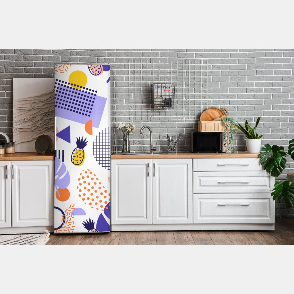 Naklejka na lodówkę zabawny tropikalny wzór geometryczny – Wallissimo® Naklejka na lodówkę zabawny tropikalny wzór geometryczny – Wallissimo®