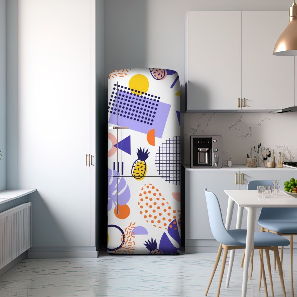 Naklejka na lodówkę zabawny tropikalny wzór geometryczny – Wallissimo® Naklejka na lodówkę zabawny tropikalny wzór geometryczny – Wallissimo®