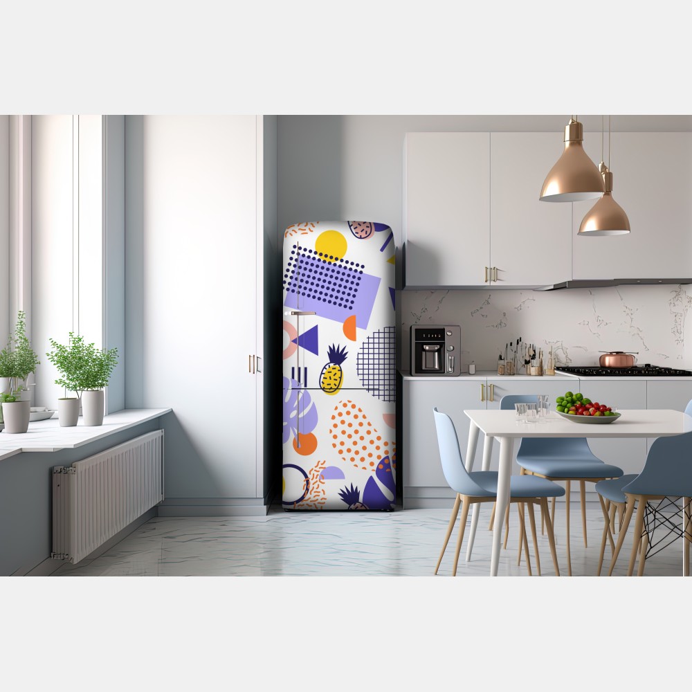 Naklejka na lodówkę zabawny tropikalny wzór geometryczny – Wallissimo® Naklejka na lodówkę zabawny tropikalny wzór geometryczny – Wallissimo®