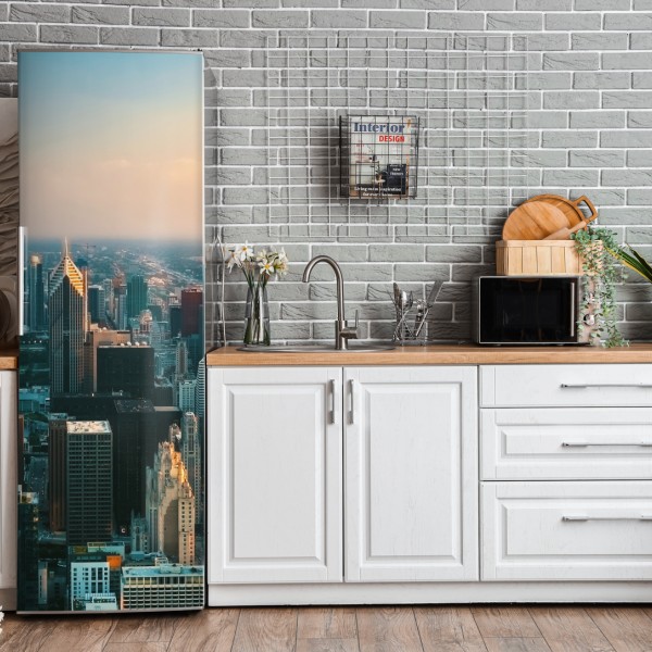 Naklejka na lodówkę delikatny turkusowy wzór liści – Wallissimo®