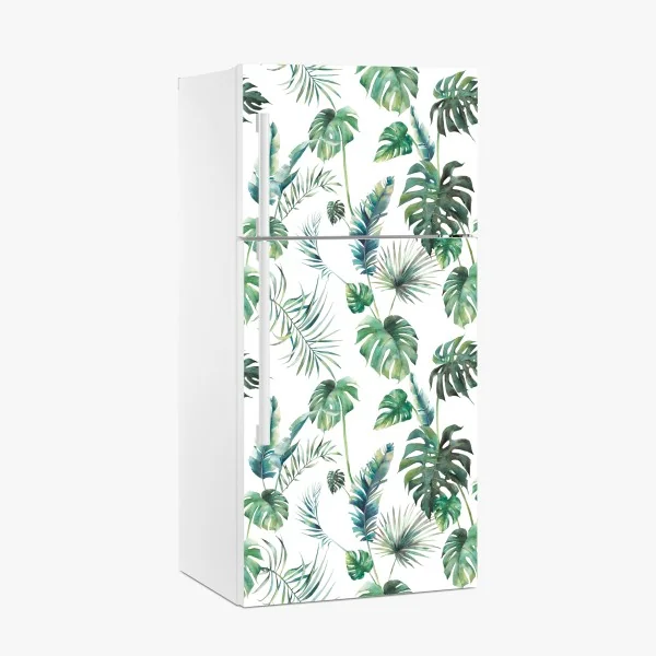 Naklejka na lodówkę akwarelowy wzór tropikalnych liści – Wallissimo® Naklejka na lodówkę akwarelowy wzór tropikalnych liści – Wallissimo®