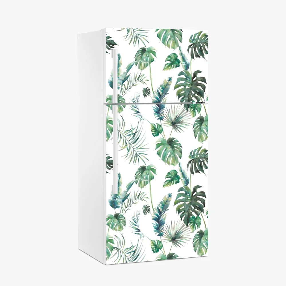 Naklejka na lodówkę akwarelowy wzór tropikalnych liści – Wallissimo® Naklejka na lodówkę akwarelowy wzór tropikalnych liści – Wallissimo®