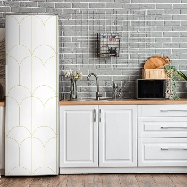 Naklejka na lodówkę złoty art deco łukowy wzór – Wallissimo® Naklejka na lodówkę złoty art deco łukowy wzór – Wallissimo®