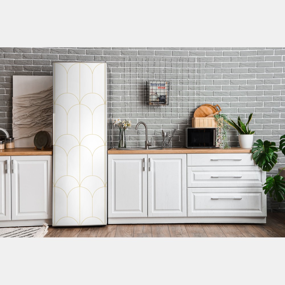 Naklejka na lodówkę złoty art deco łukowy wzór – Wallissimo® Naklejka na lodówkę złoty art deco łukowy wzór – Wallissimo®