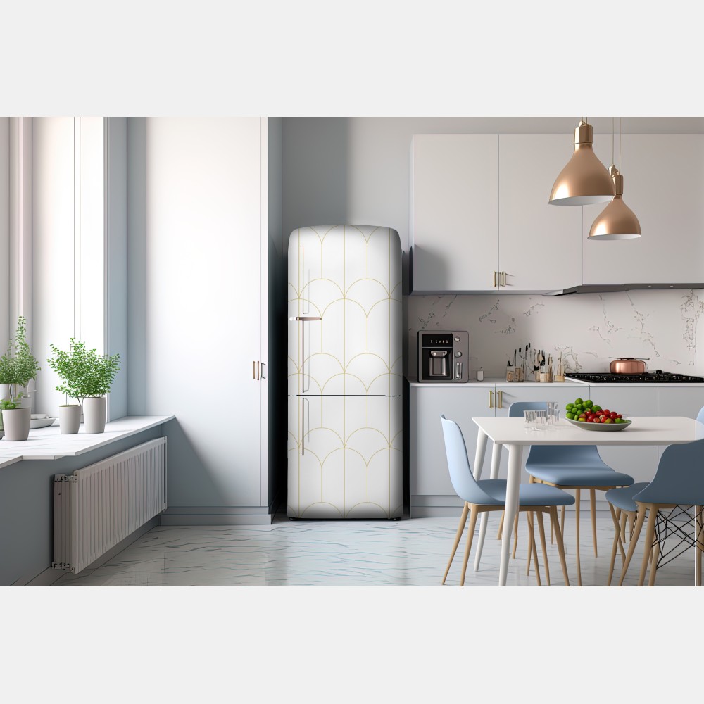 Naklejka na lodówkę złoty art deco łukowy wzór – Wallissimo® Naklejka na lodówkę złoty art deco łukowy wzór – Wallissimo®