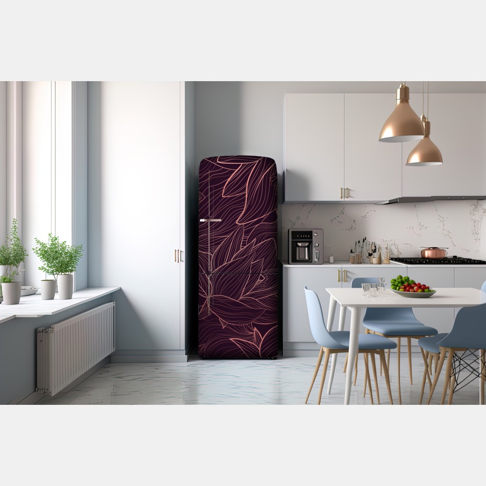 Naklejka na lodówkę elegancki różowy wzór kwiatowy – Wallissimo® Naklejka na lodówkę elegancki różowy wzór kwiatowy – Wallissimo®