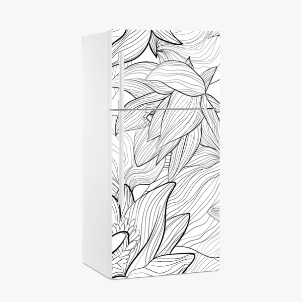 Naklejka na lodówkę złote liście w stylu line art – Wallissimo®