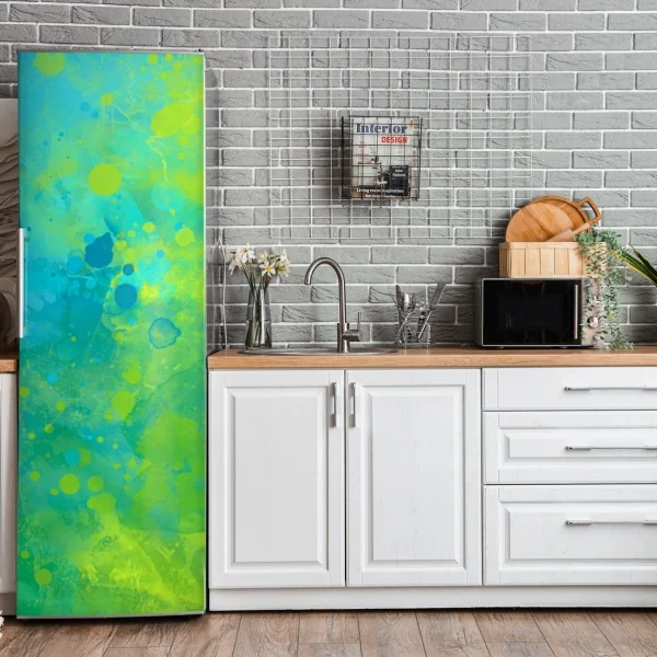 Naklejka na lodówkę tropikalny zachód słońca na plaży z koktajlem – Wallissimo®