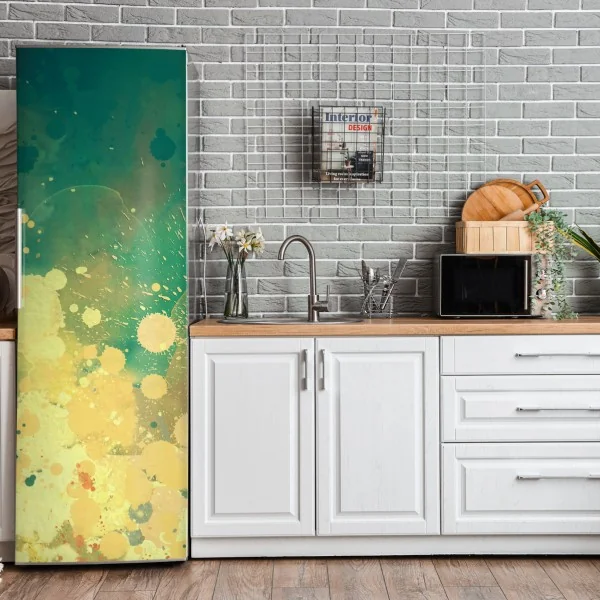 Naklejka na lodówkę turkusowy wybuch akwareli abstrakcja – Wallissimo® Naklejka na lodówkę turkusowy wybuch akwareli abstrakcja – Wallissimo®