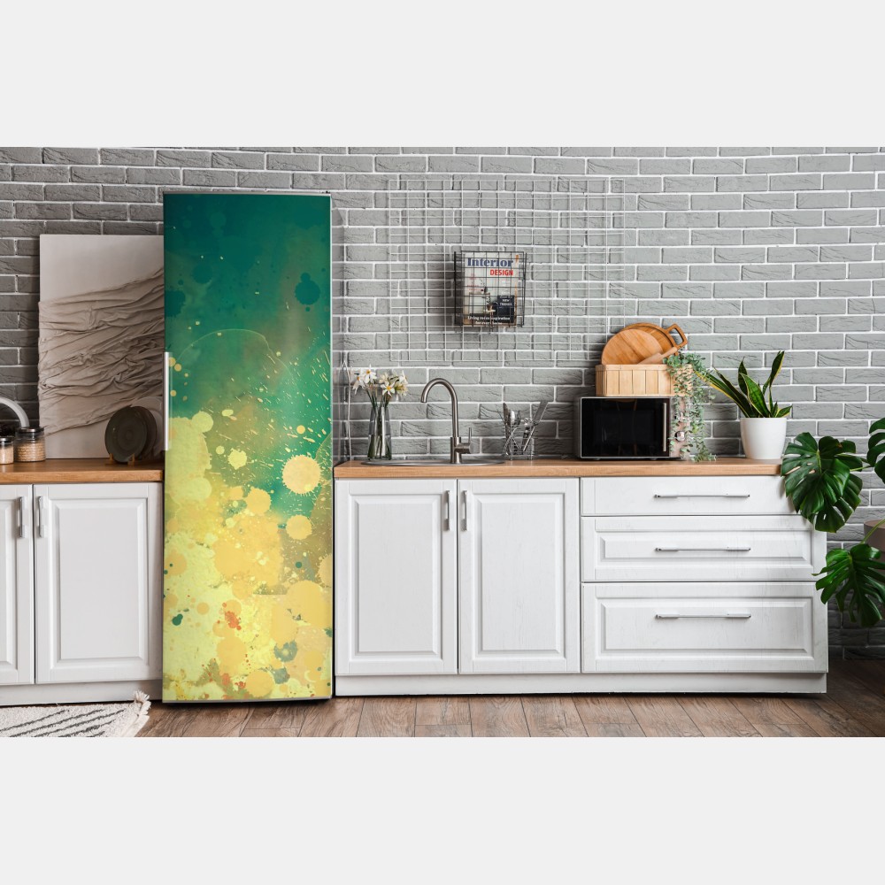 Naklejka na lodówkę turkusowy wybuch akwareli abstrakcja – Wallissimo® Naklejka na lodówkę turkusowy wybuch akwareli abstrakcja – Wallissimo®