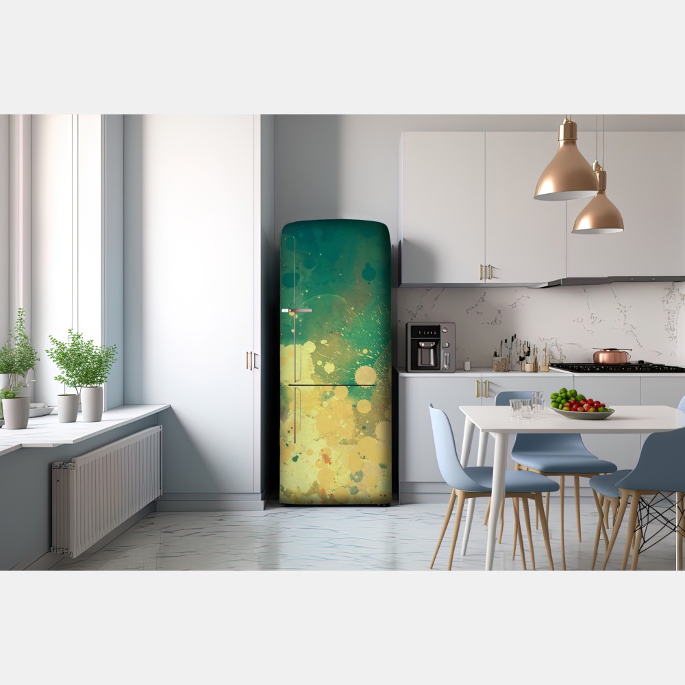 Naklejka na lodówkę turkusowy wybuch akwareli abstrakcja – Wallissimo® Naklejka na lodówkę turkusowy wybuch akwareli abstrakcja – Wallissimo®
