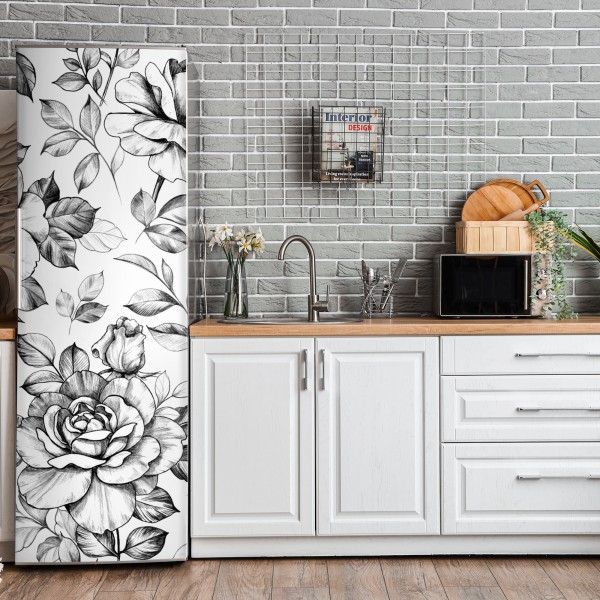 Naklejka na lodówkę oceaniczny błękit i złote zawirowania – Wallissimo®