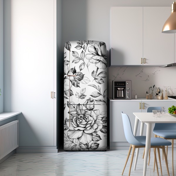 Naklejka na lodówkę ręcznie rysowany wzór róż – Wallissimo® Naklejka na lodówkę ręcznie rysowany wzór róż – Wallissimo®